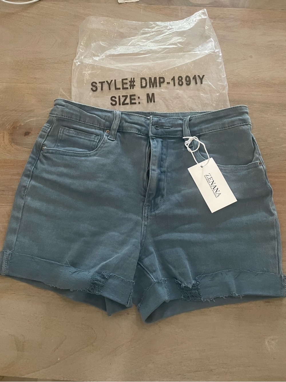 Zenana Outfitters Teal Denim Cutoff Shorts